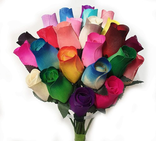 NAVY BLUE Wooden Rose Stems Artificial Bright Vibrant 8-100-Gift-Craft- Bouquet - Picture 9 of 12