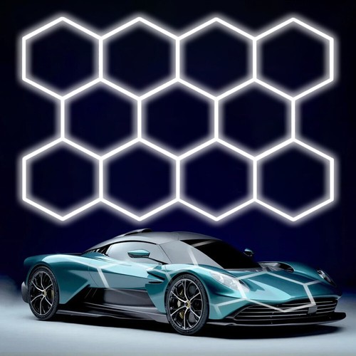 Luz LED hexagonal tratamiento coche showroom garaje tuning taller lámpara de techo - Imagen 46 de 50