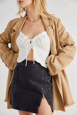 Free People Women's Size 10 Midnight Magic Denim Skirt Starless Black MSRP $68