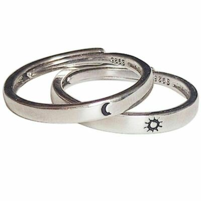 Compre 2Pcs Sterling Silver Sun Moon Lover Couple Rings Set Promise Wedding Bands for Him and Her Valentine's Day Jewelry Gift barato - preço, frete grátis, avaliações reais com fotos