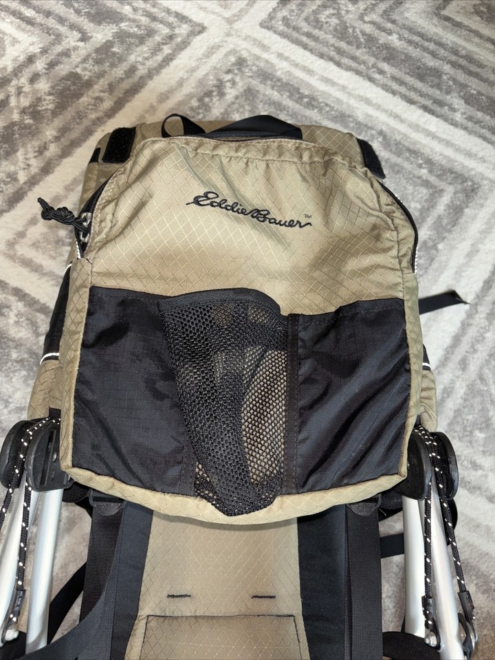 Eddie Bauer Baby Carrier Aluminum Frame Backpack Beige/Black Hiking
