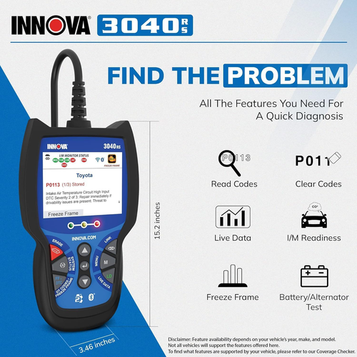 3040RS, OBD2 Scanner, Live Data Streamer, Battery/Alt Tester, Reset Check Engine - Picture 2 of 12