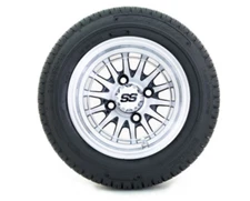 BLOWOUT Machined black Medusa 10 inch Tire & Wheel Combo Golf Cart 205 x 50 x 10