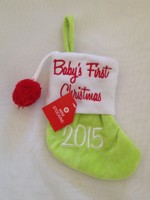 7 Plush Mini Christmas Stocking Baby's First Christmas 2015 Green/white Cuff 7 Plush Mini Christmas Stocking Baby's First Christmas 2015 Green/white Cuff
