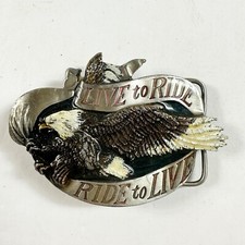 Bergamot Brass Works Belt Buckle Live To Ride Eagle Biker Motorcycle 1981 Vtg