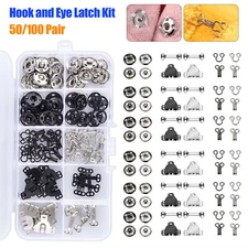 50/100 Pair 3 Styles Hook and Eye Latch Sewing Snaps Button Clothing Fixing Tool