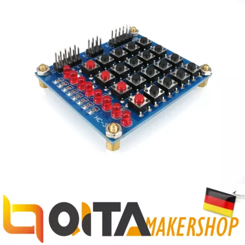 4x4 Tastatur Matrix Keypad Tastenfeld Modul 16 Tasten 8 LEDs für Arduino