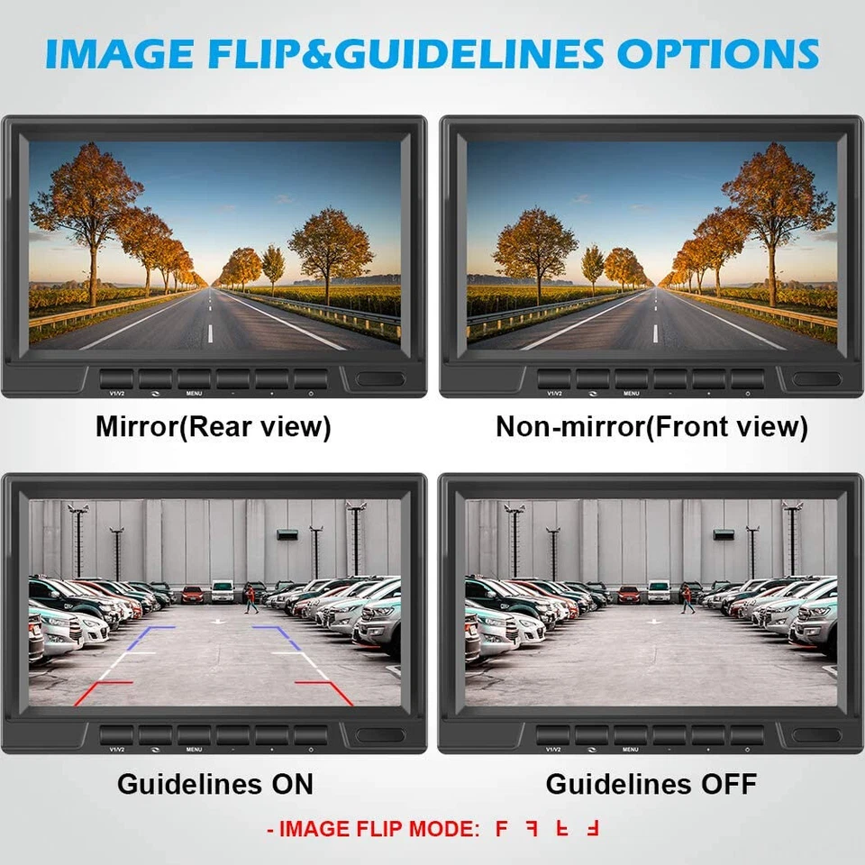 Digital Wireless 7" Monitor Splitscreen 4x Reversing Camera Kit DVR 12V 24V QUAD - Image 3 of 4