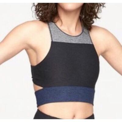Outdoor Voices Tri-Tone Slashback Crop Tank Top sports bra XS.