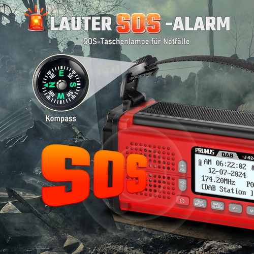 Kurbelradio Notfall mit 10000mAh Akku, DAB Radio mit Bluetooth, Notfallradio mit - Bild 7 von 7