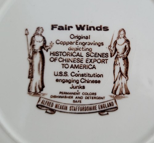Alfred Meakin Fair Winds Bread Plate – U.S.S. Constitution Engaging Chinese Junk - Picture 4 of 4