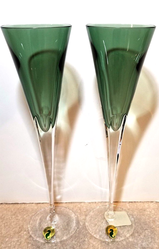Waterford W Collection Champagne Flute Pair Fern Crystal Boxed w/tags # 40029455 - Picture 2 of 2