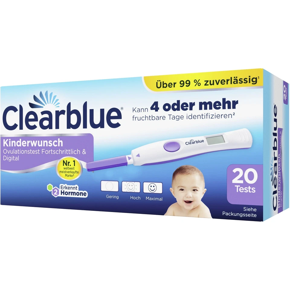 1X Clearblue Ovulationstest Kinderwunsch, Fortschrittlich & Digital 20er Pack - Imagen 3 de 3