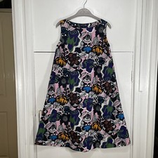 Uniqlo Marimekko Dress Floral Print Pink Trapeze Dress Sleeveless A Line Size XS