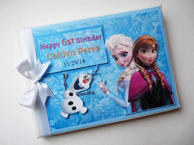 Libro de visitas de cumpleaños personalizado Frozen niñas, álbum de recortes Frozen, álbum, regalo Foto 2 de 4