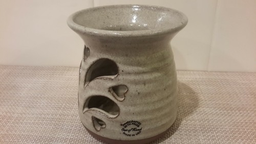 OUT OF HAND Studio Art Pottery Glazed Carved Lamp Candle Holder Vase 4" EUC - Picture 11 of 11