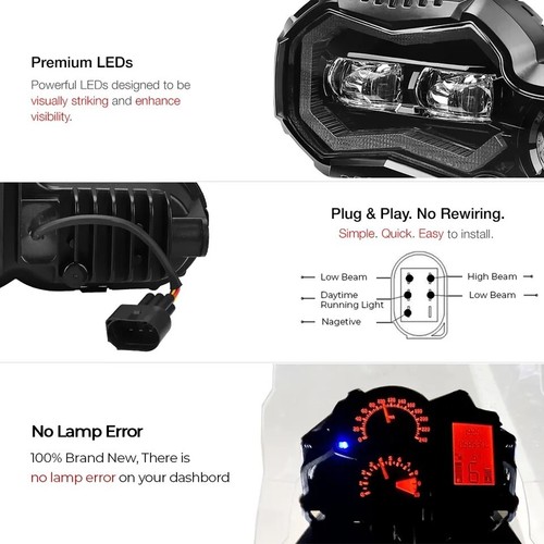 LED HEADLIGHT APPROVED FOR BMW F650 F700 F800 F800R LOW BEAM DAYLIGHT - Picture 5 of 7