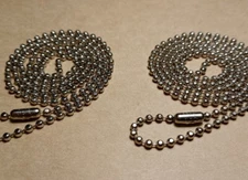 (2) 24" Nickel Plated Steel 2.4mm Flat Ball Bead Military Dog Tag Chain USA Made