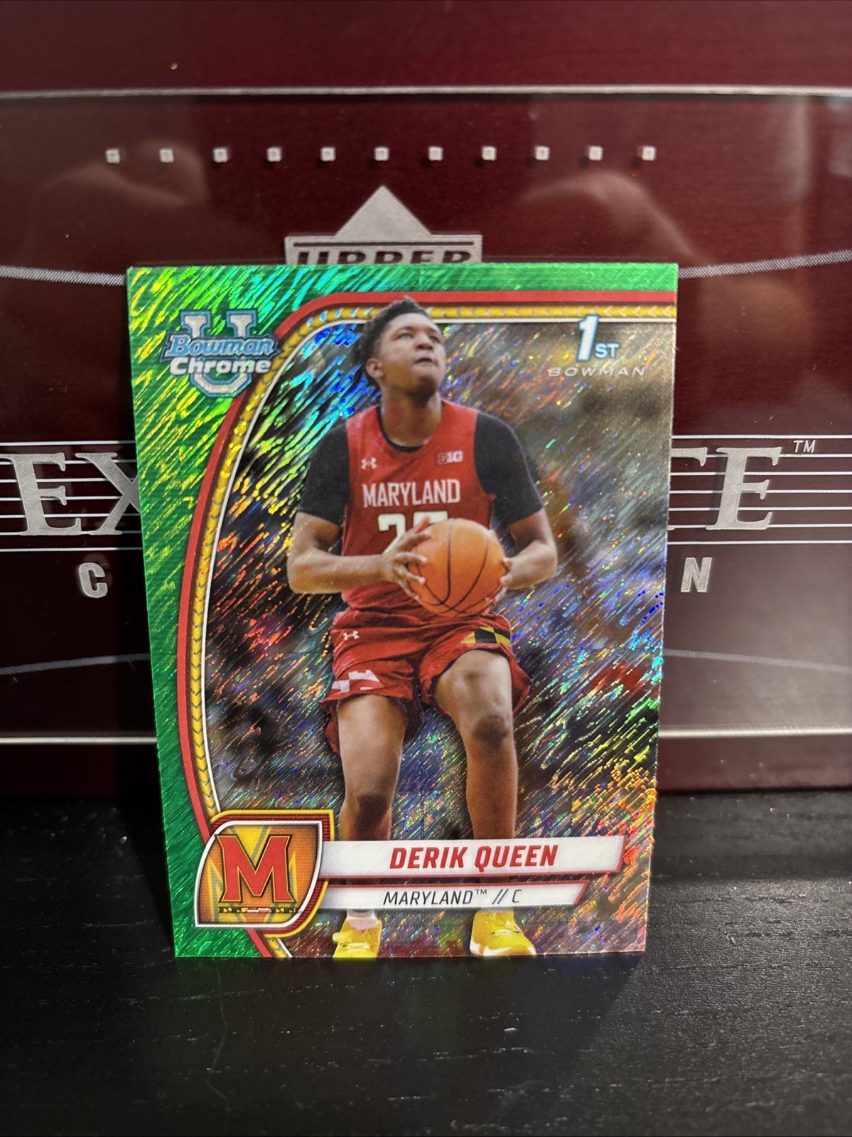 2024-25 Bowman University Chrome 1st Bowman Derik Queen Green Shimmer Maryland