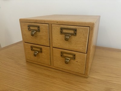 Vintage Bibliothek Karteikarten-Aktenschrank aus Eichenholz - 4 Schubladen