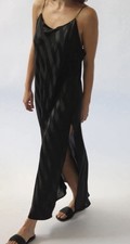 VICTORIA'S SECRET Gold Label Vintage Diagonal Stripe Maxi Satin Slip Nightgown L