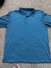 Ariat Tek Polo Shirt Men Large Blue Heat Series Performance Stretch Lightweight