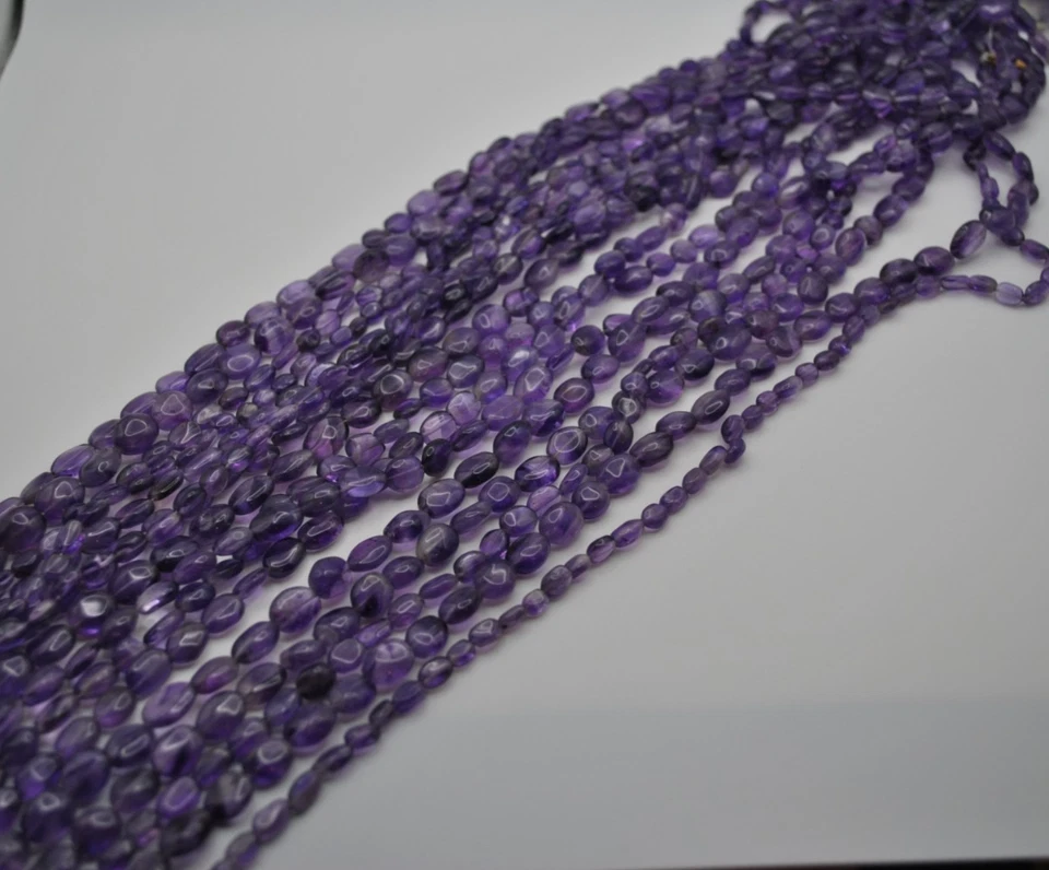 Amethyst Oval Edelstein Strang mit glatten Steine (ohne Verschluss) - Bild 1 von 1