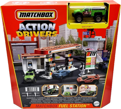 Matchbox Action Drivers Tankstelle Rescue mit ein car Fuel Station