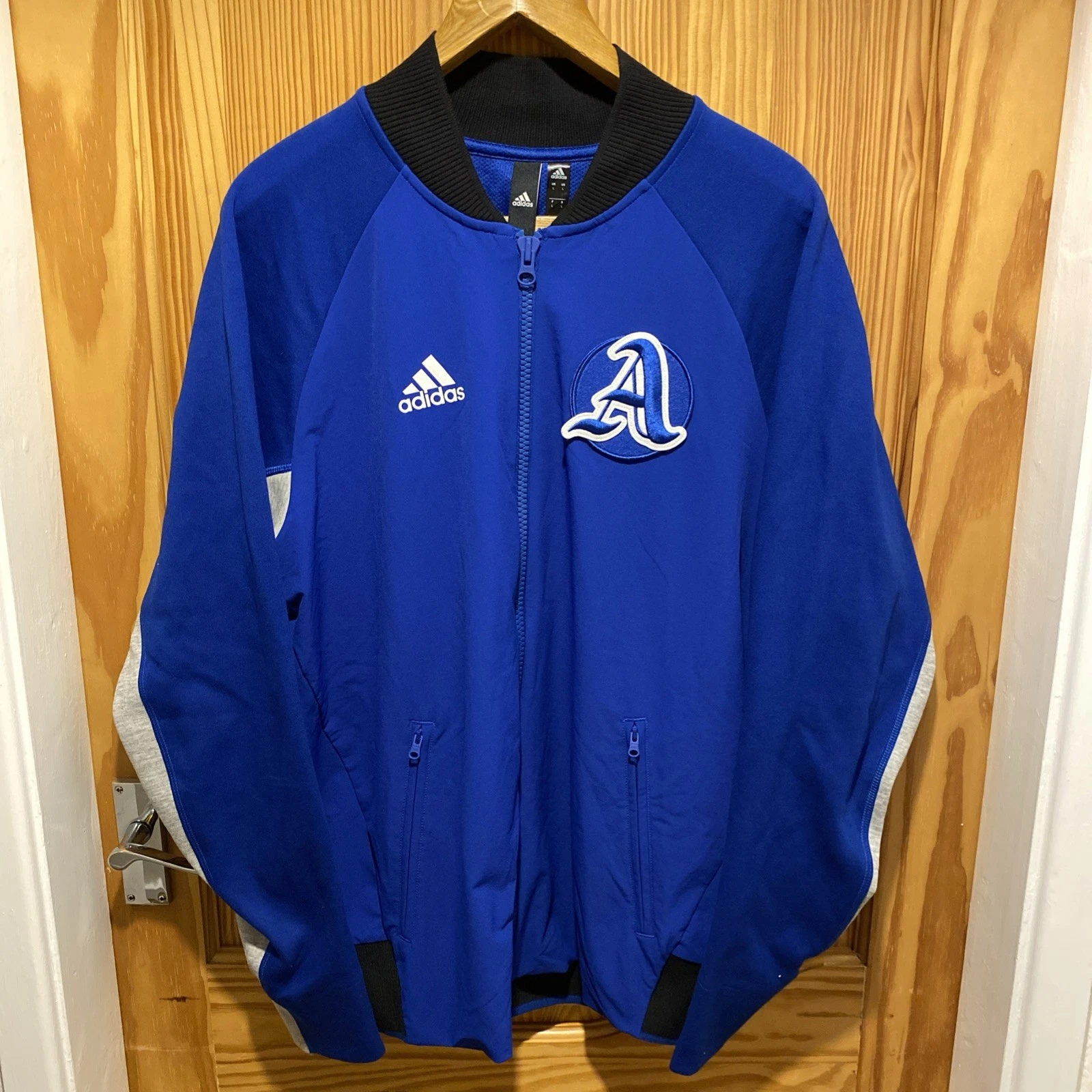 Adidas VRCT A’s Letterman Baseball Jacket Royal Blue Unisex Size Large