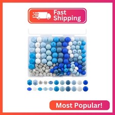 Lovyomi 120Pcs Multicolor 12mm 15mm Silicone Beads for Keychain Making, 14mm Hex