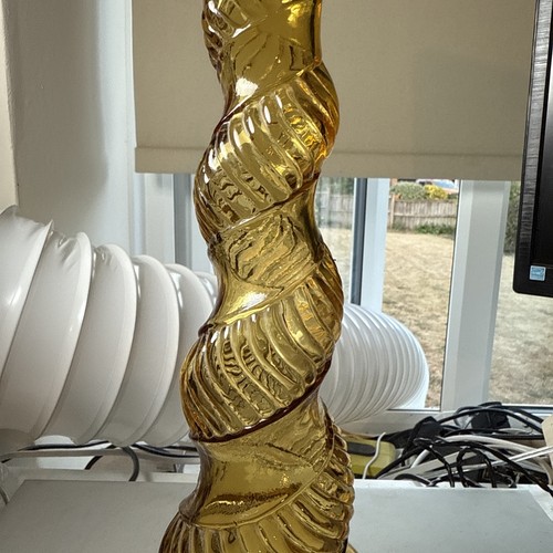 1960’s 17’’ Amber Glass Italian Empoli Depose Genie Decanter ‘Spiral Snake Twist - Picture 14 of 24