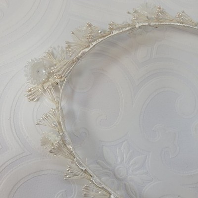 Vintage Greek Stefana‎ Wedding Crowns Ivory Pearls Floral 1980\'s Orthodox Vintage Greek Stefana Wedding Crowns Ivory Pearls Floral  main image 3