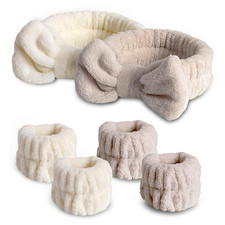 Face Wash Headband,Spa Headband and Wristband Set,Headbands and Wristband for Wa
