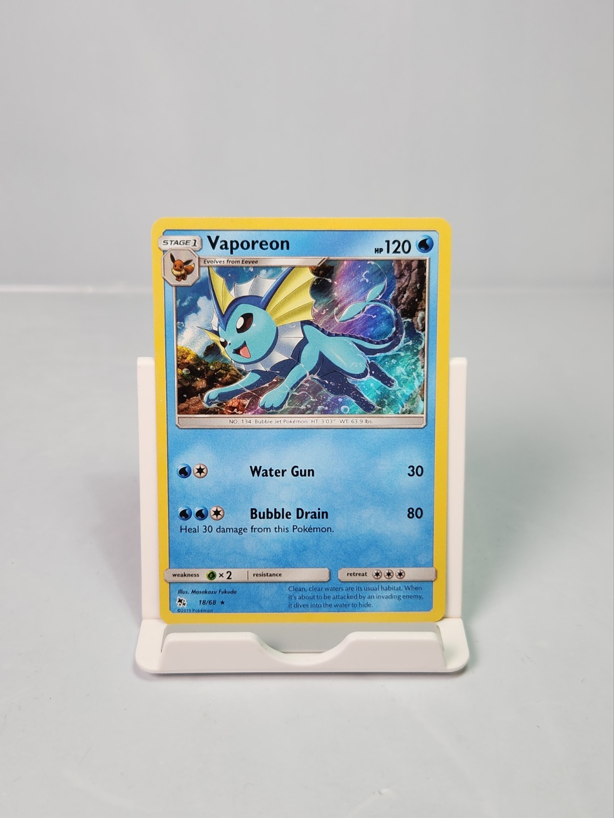 Vaporeon 18/68 Holo Rare S&M Hidden Fates Pokemon 2019