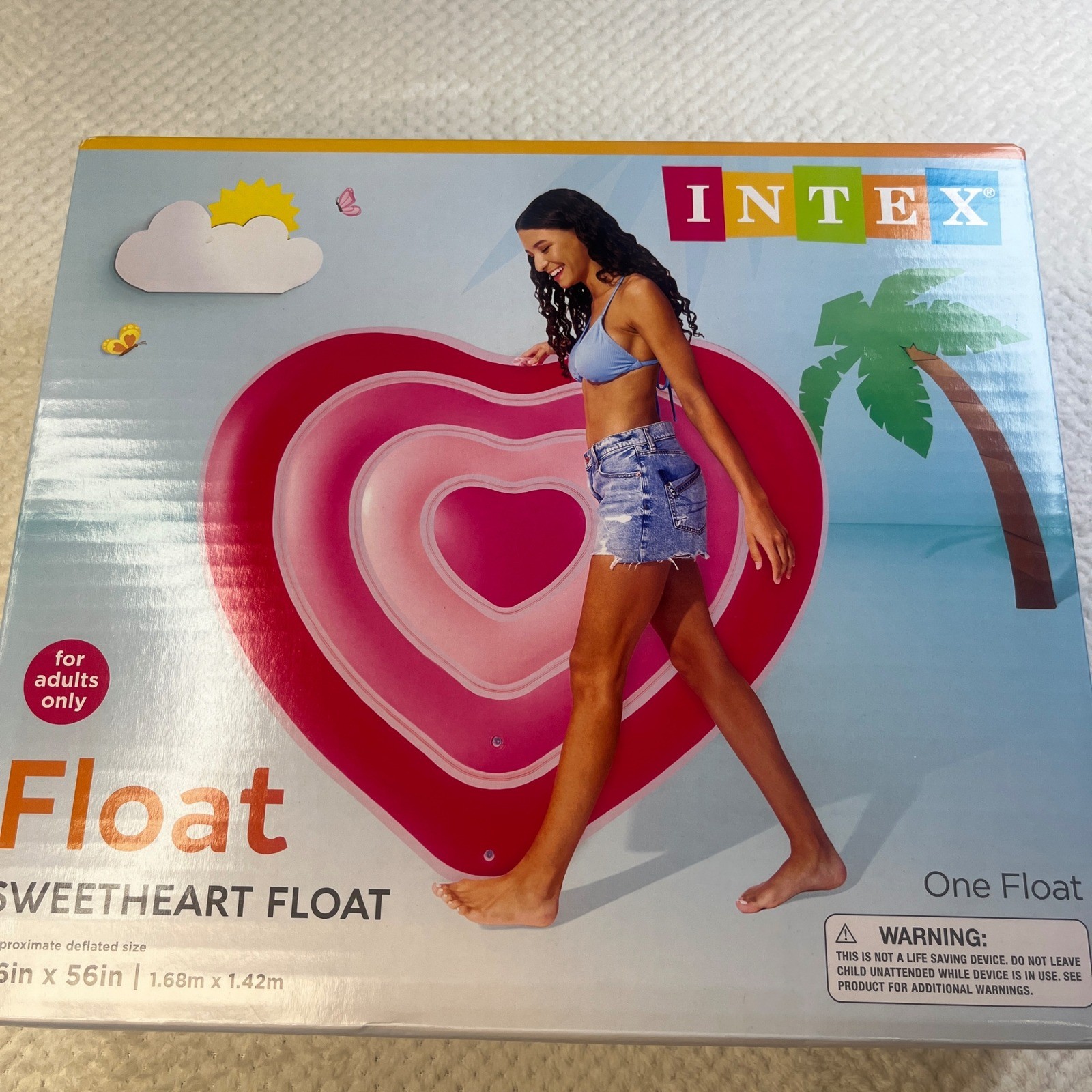 Intex Sweetheart Float Heart Shaped Pool Float Red Pink Adult Summer Fun
