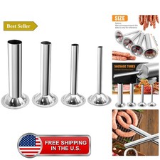 4Pcs Stuffing Nozzles Stainless Steel Sausage Maker Tubes Snack Stick Stuffer...