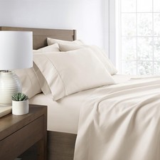 New ienjoy Home Microfiber Queen Sheet Set 6 Piece Ivory Ultra Soft