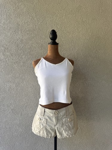 Grane Cream Cargo Shorts Women’s Low Rise Y2K Utility Pocket Mini Shorts Vintage