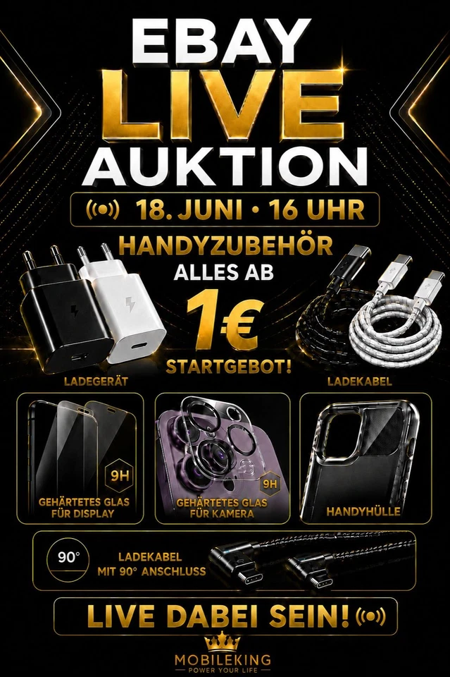 Alles ab 1€ live Auktionen: iPhone,  Samsung, Huawei, Xiaomi Handyzubehör