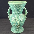 Vintage McCoy Pottery Bird Of Paradise Peacock Green Vase 8” 1940s