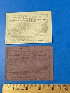 2 Original Direction Sheets for Using Spencer's Stencil Plates (Civil War era)