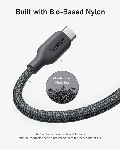 Anker 6 ft USB‑C to USB‑C 240 W Fast Charge Cable – Bio‑Braided Phantom Black - 第 2/7 張圖片