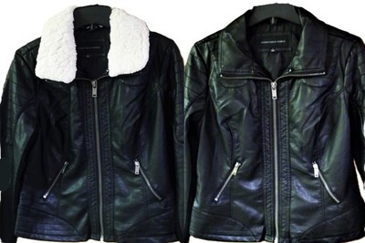 NWT Signature Studio Black Bomber Jacket, Detachable Sherpa Collar, Womens Sz Lg