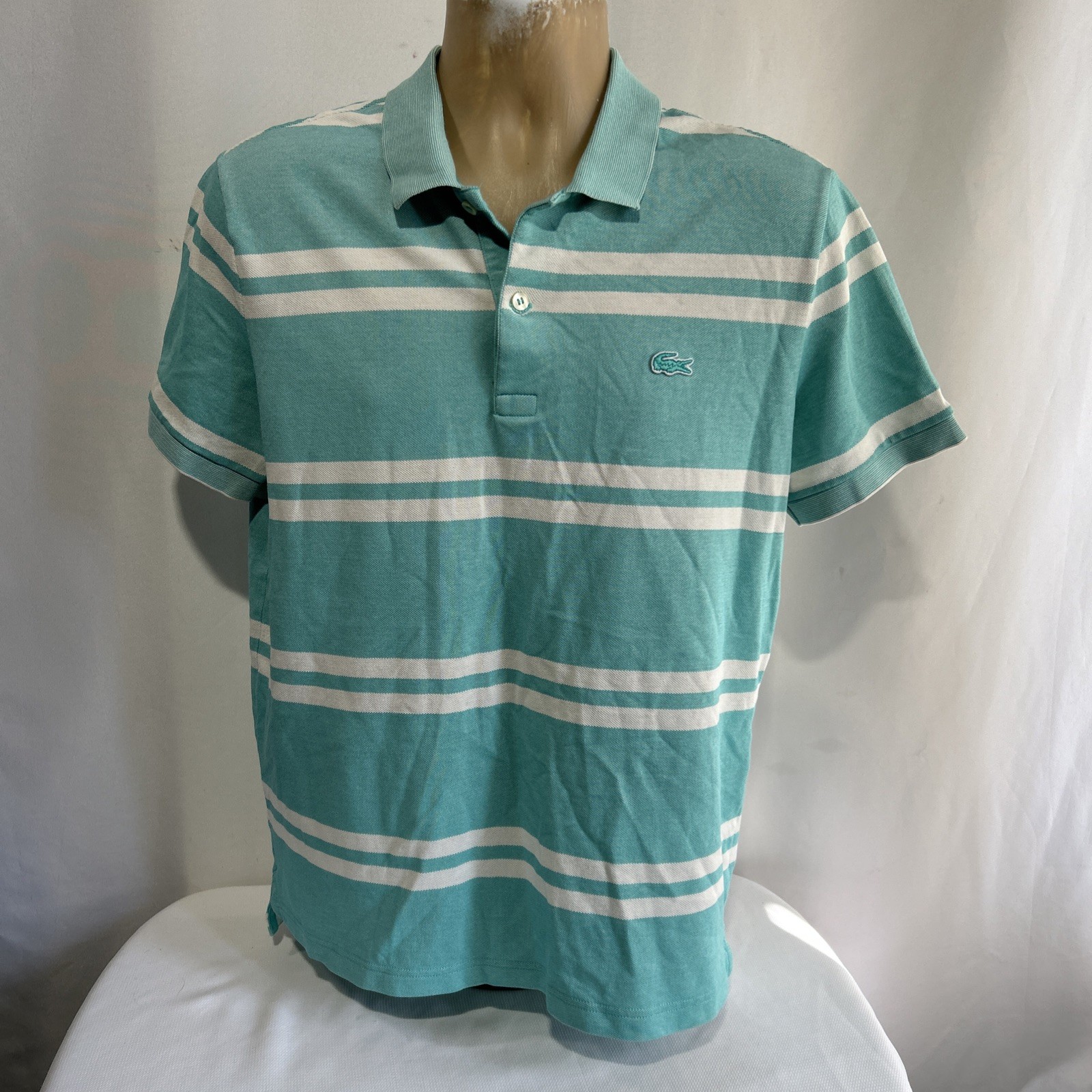 Lacoste Sport Polo Shirt Mens 5 Large Blue White Stripes Tennis Preppy