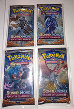 Pok&eacute;mon Sonne & Mond Nacht in Flammen 4x Booster Pack Deutsch OVP Glurak PSA