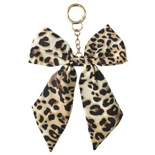 Leopard Print Bow Bag Charm for Purse Handbags Bag Accessories Brown