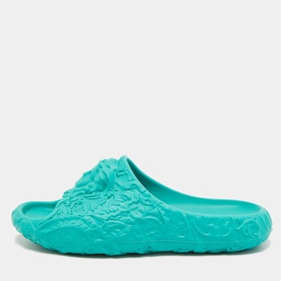 Versace Medusa Size 40 Blue Rubber Slide Sandals