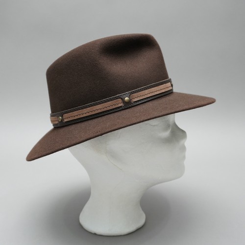 Cappello Guerra 1855 Fatto A Mano In Feltro Marrone Taglia 55 1.MIN - Foto 2 di 6