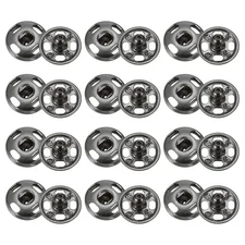 48 Set Sew-on Snap Buttons 7mm Metal Snap Fastener Buttons, Gunmetal
