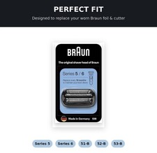 Braun Series 5/6 Foil Head Replacement 53B 1 Head Black/Silver